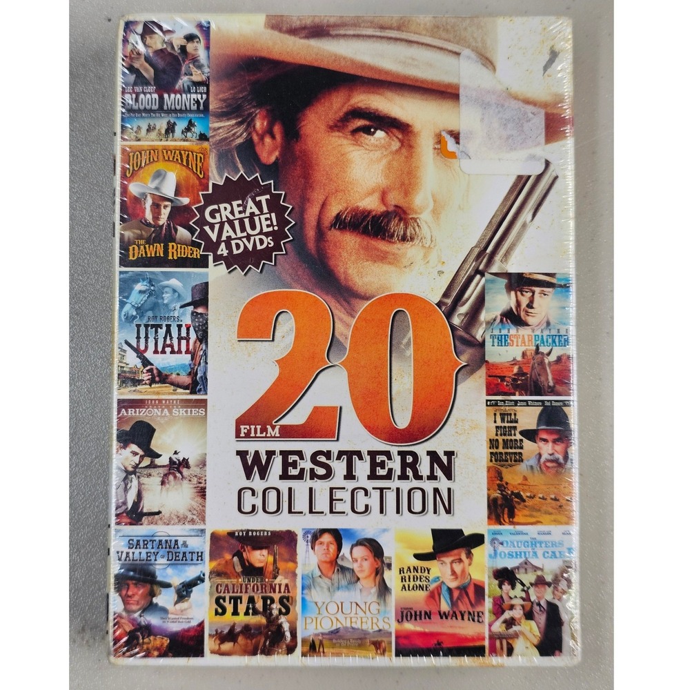 20 Film Western Collection DVD Set John Wayne Roy Rogers Sam Elliott 4 Discs NEW